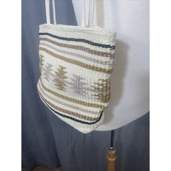 Stone Mountain Shoulder Bag Purse Blk/Tan/Cream/Pink Texture Nylon Western - Picture 2 of 10